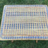 Table serves vintage two-coloured wicker rattan