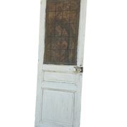 old door with decorated window