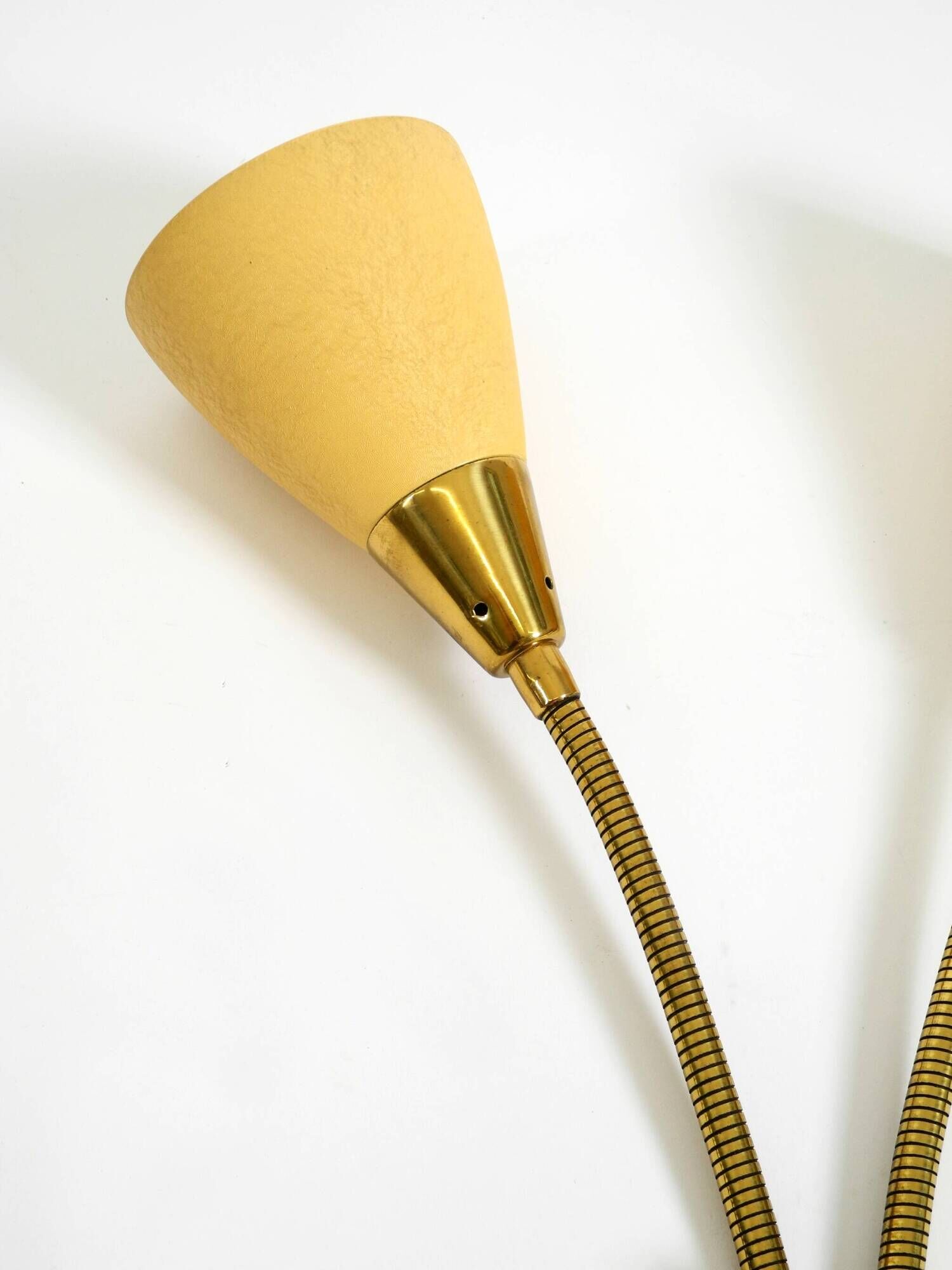 Mid Century unused brass wall lamp with double shade by Cosack Leuchten