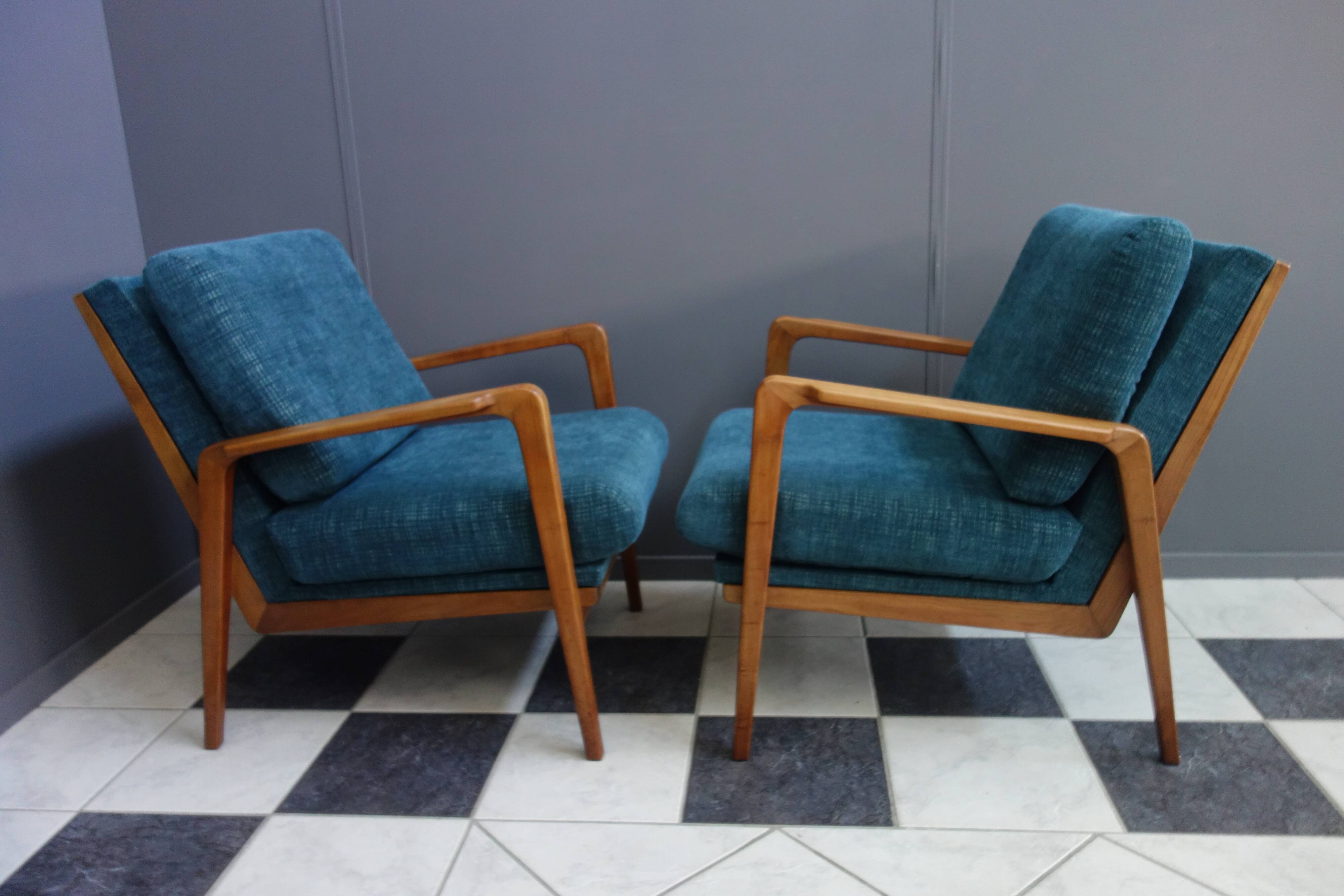 Fauteuil Knoll Antimot bleues années 1960
