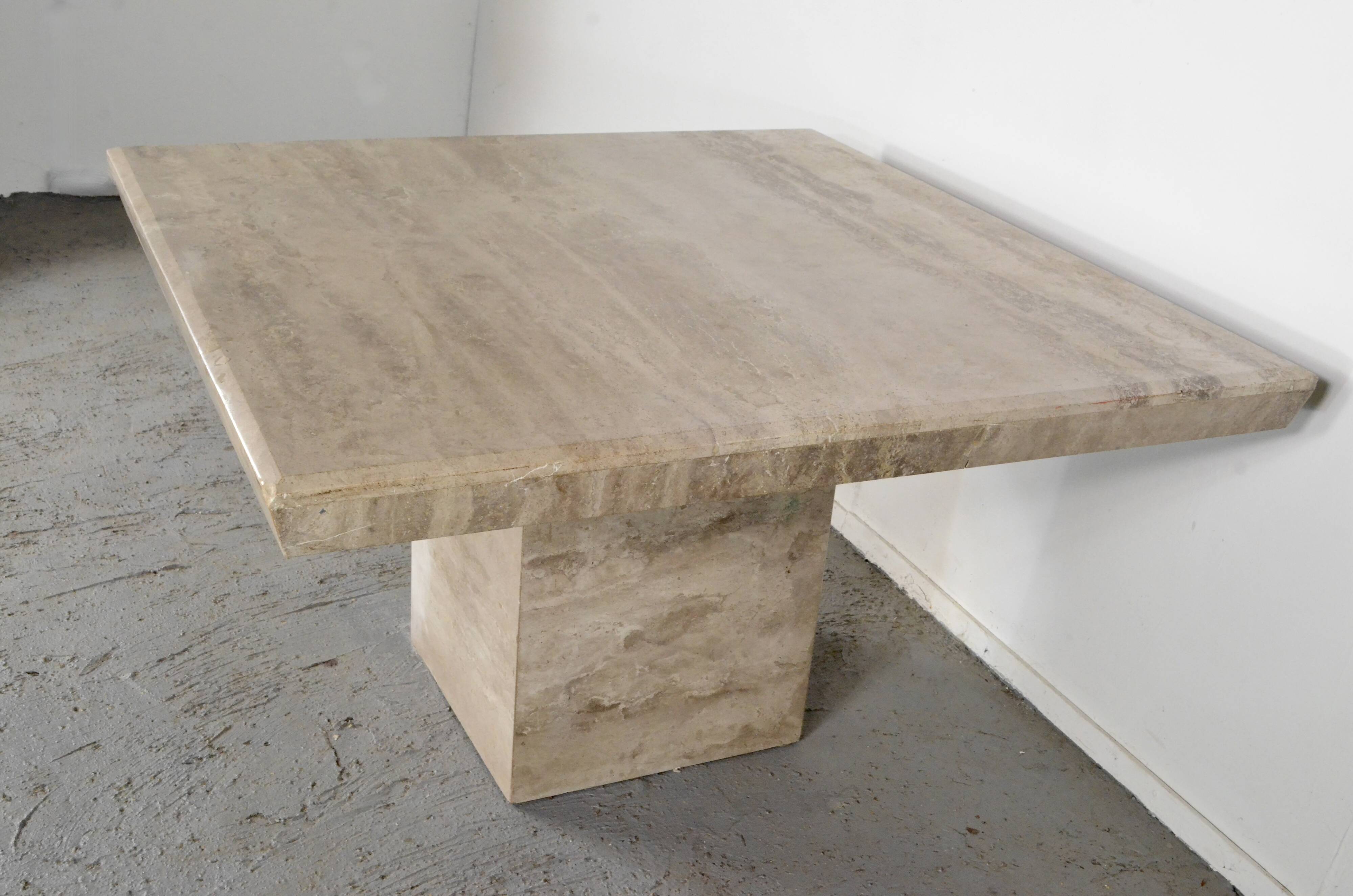 1970s Midcentury Italian Marble Minimalist Geometric Table