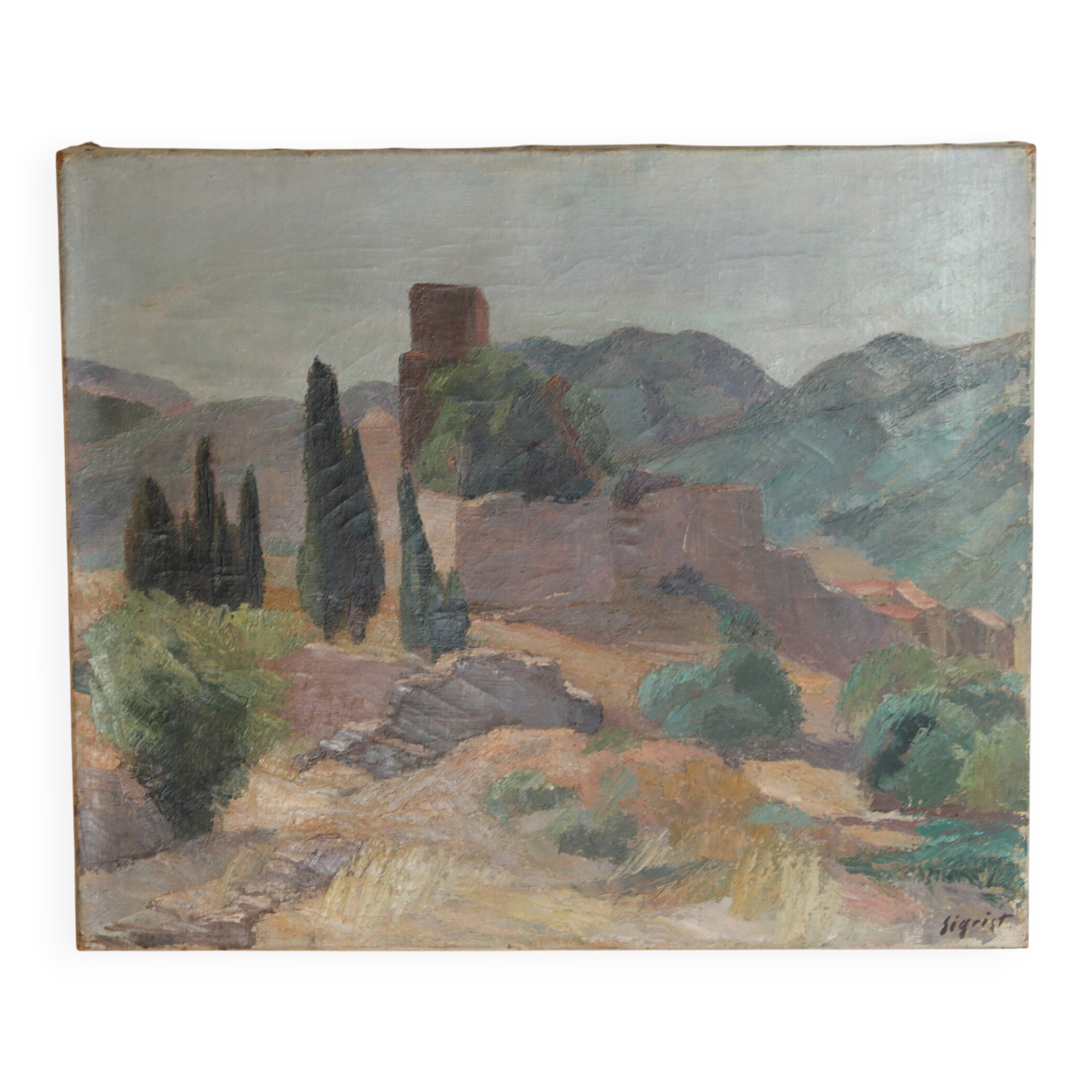 Provençal landscape, oil on canvas, Edmond Sigrist (1882-1947)