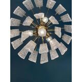 Murano Glass Chandelier With Hammered Strips ”Listelli” by Simoeng