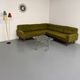 Ancien canapé d’angle modulable design scandinave en tissu vert 1960