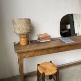 50s wood and straw lamp