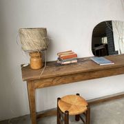Lampe années 50 bois et paille