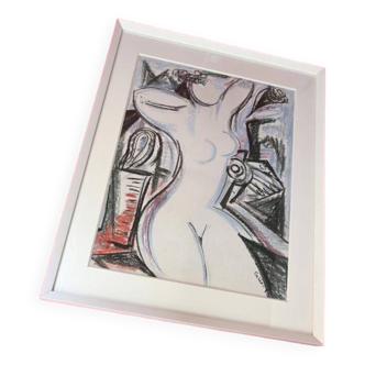 Tableau pastel femme nue