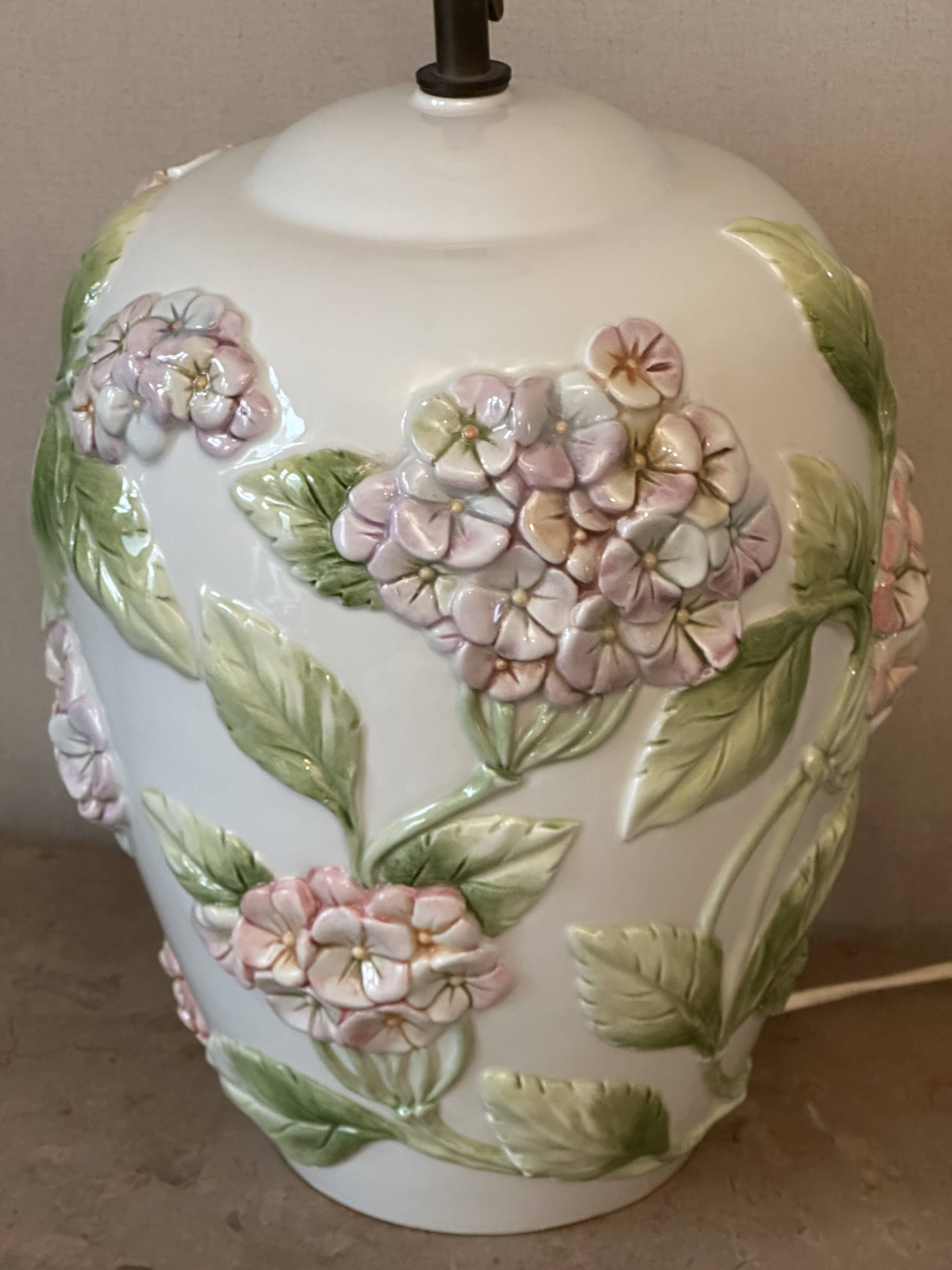 Chaumette Model Hortensias Lamp Base - Barbotine H 40 cm