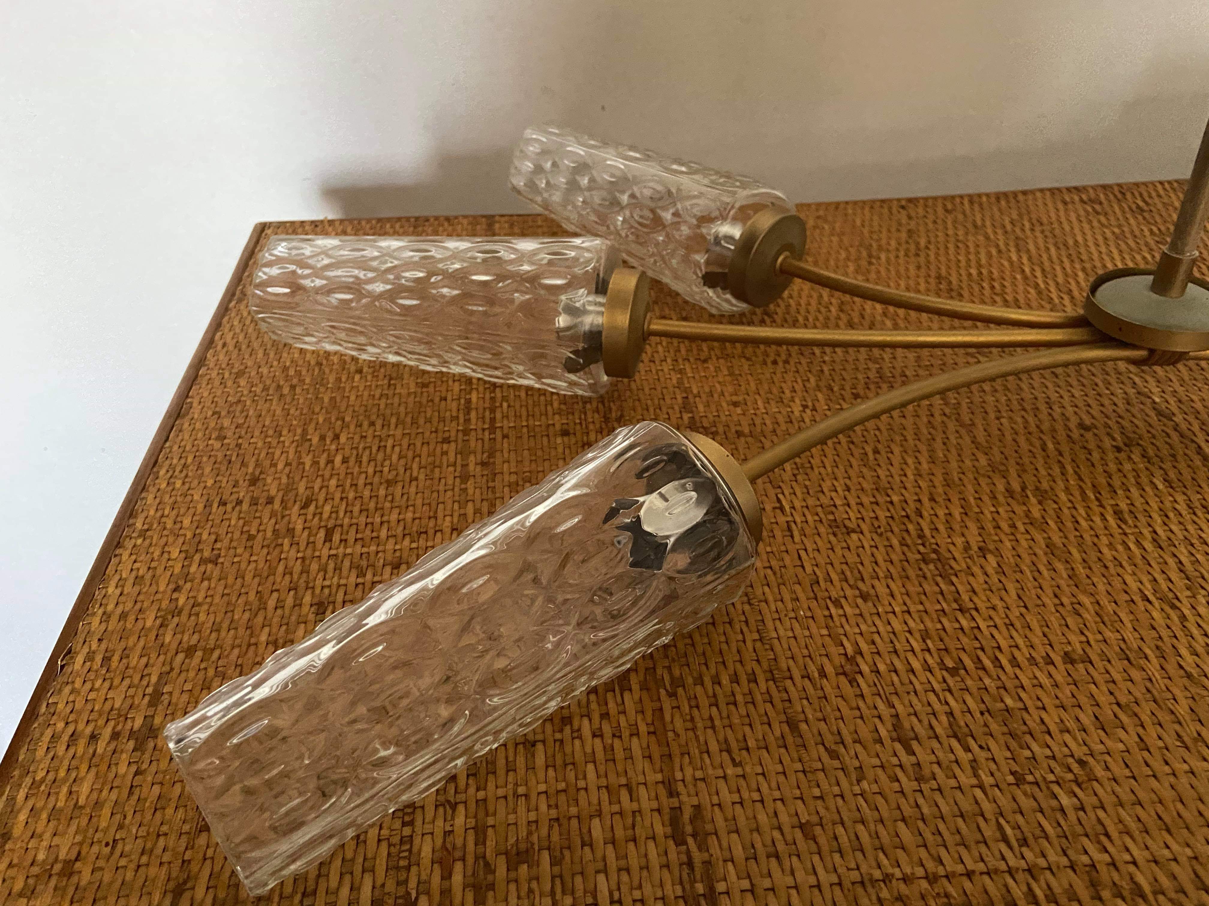 Vintage 60 70 year chandelier 6 gold metal branches