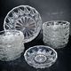 Vintage dessert set - salad bowl and 12 cups in retro pressed-molded glass 1950
