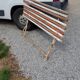 Garden bench with folding wooden slats base tubes from the 50s