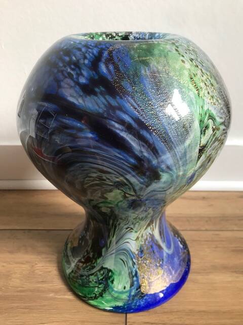 Signed blown glass vase