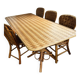 Table and chairs in woven chestnut