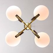 Mid-Century Modern Italian Brass and Opaline Chandelier