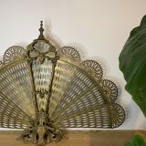 Firewall foldable fan "peacock" - brass bronze late nineteenth century