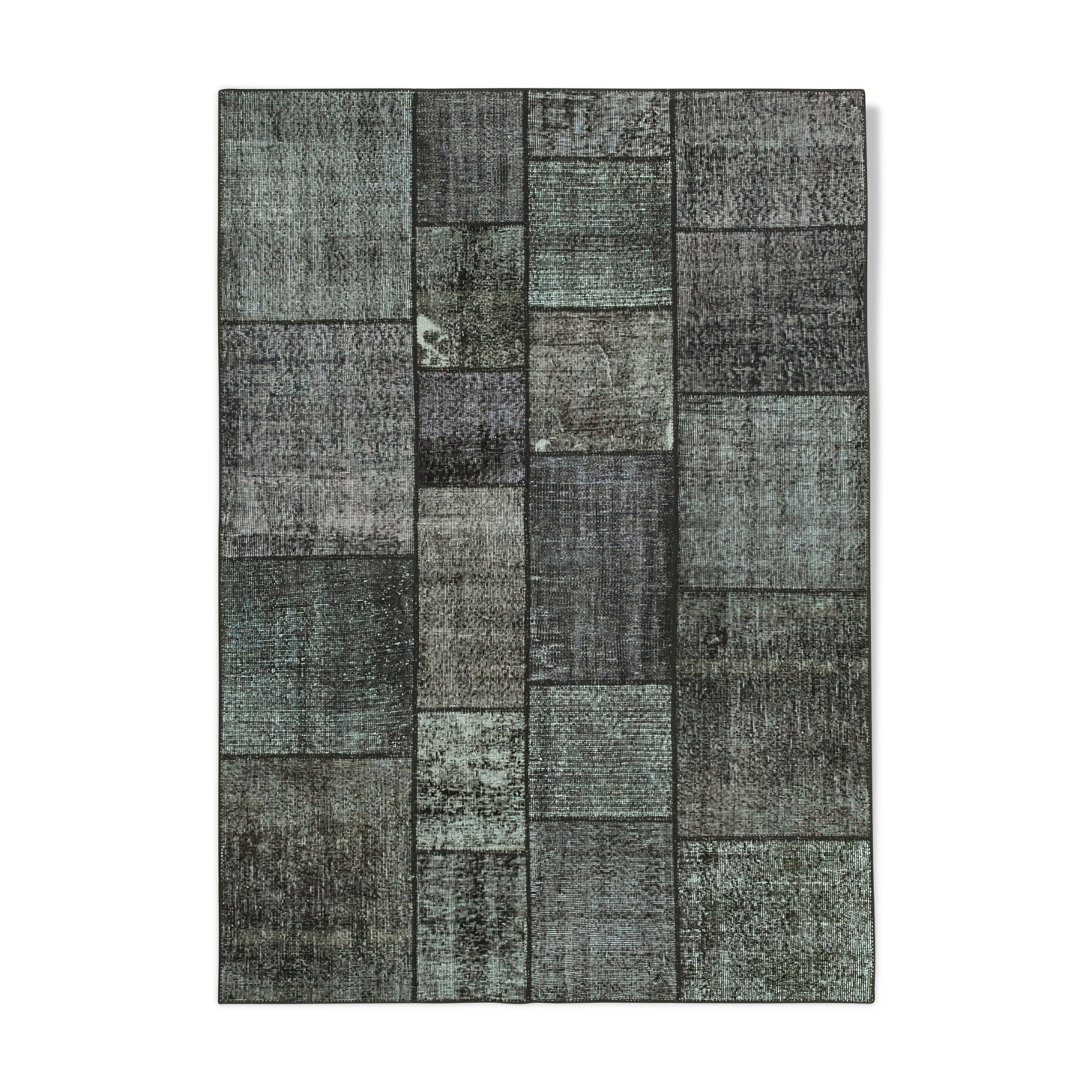 Hand-knotted oriental vintage 172 cm x 240 cm black patchwork carpet