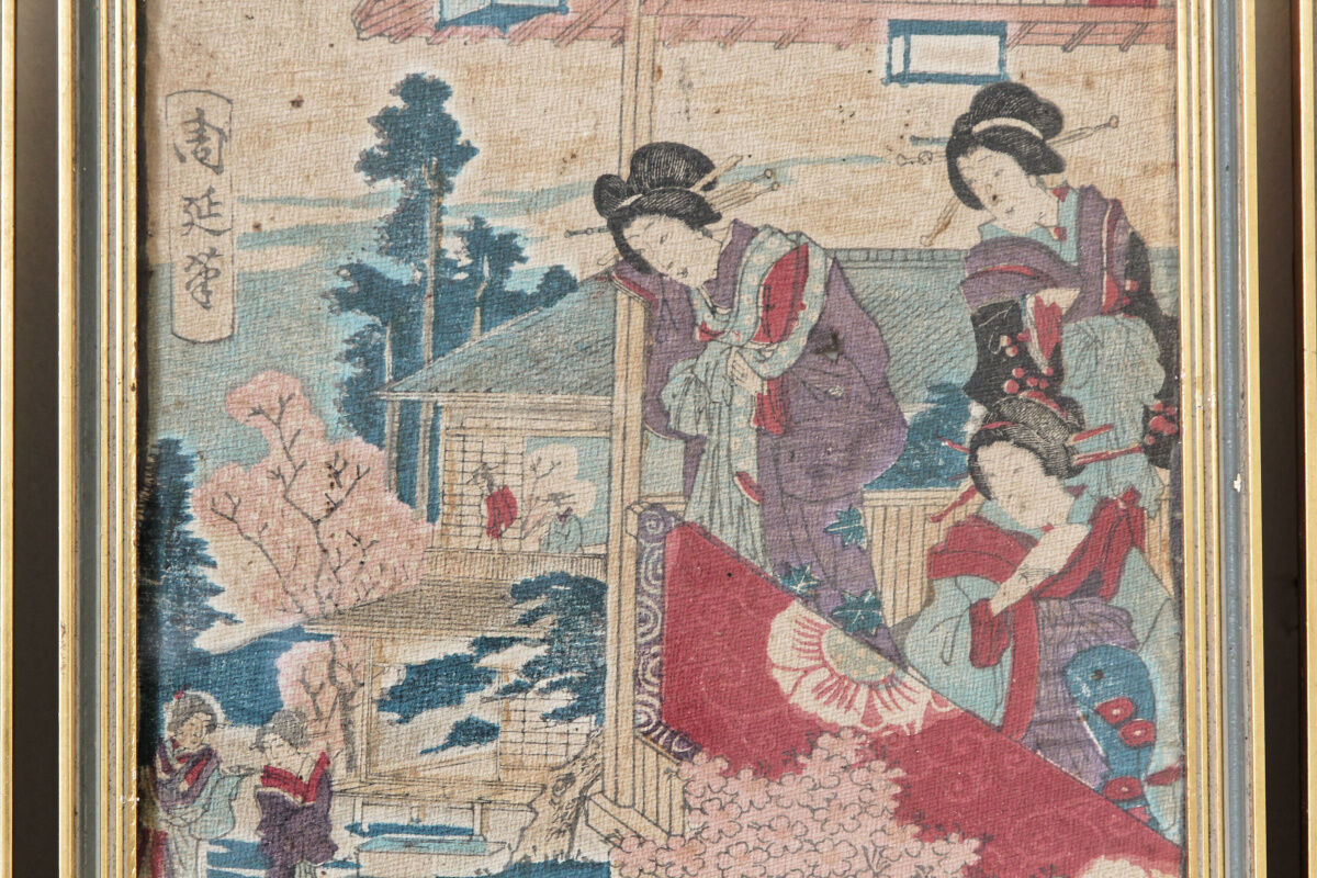 Lot de 3 estampes japonaises sur papier crépon