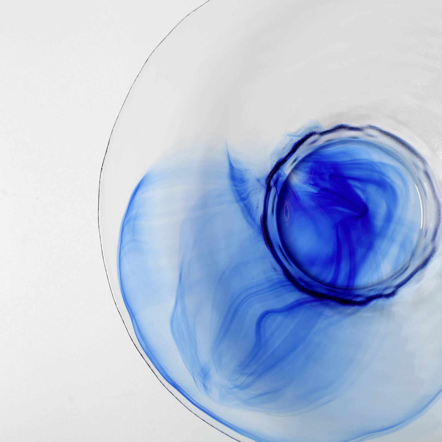 Mid-Century Bormioli Rocco Blue Swirl Glass Bowl - Italy 1990s