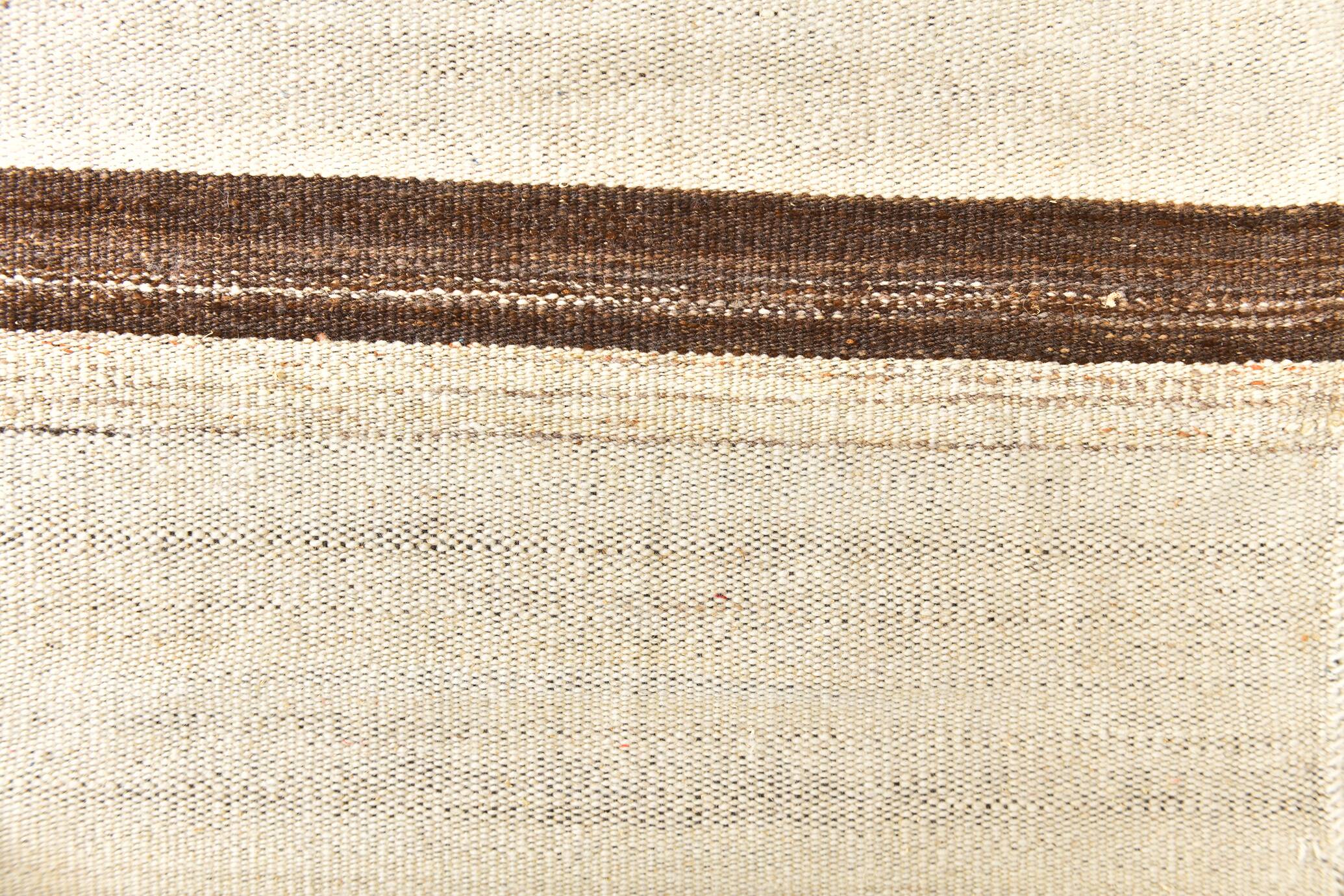 9x11 Brown & Cream Kilim Rug, 262x338Cm