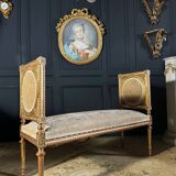 Important Napoleon III Period Bench in Gilded and Carved Wood in Louis XVI Style - 19th Century