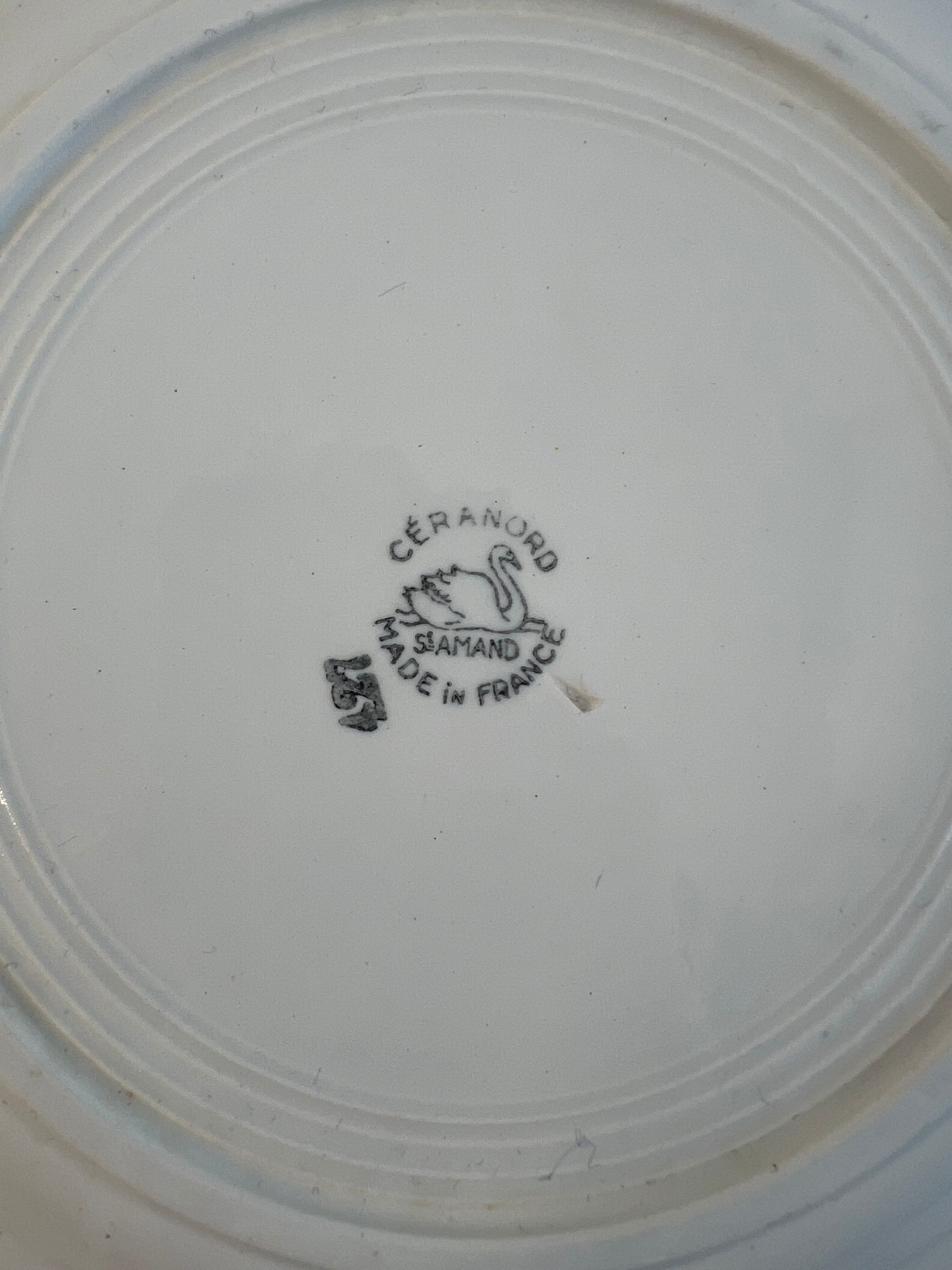 Set of 3 antique flat plates — Céranord pottery, model “