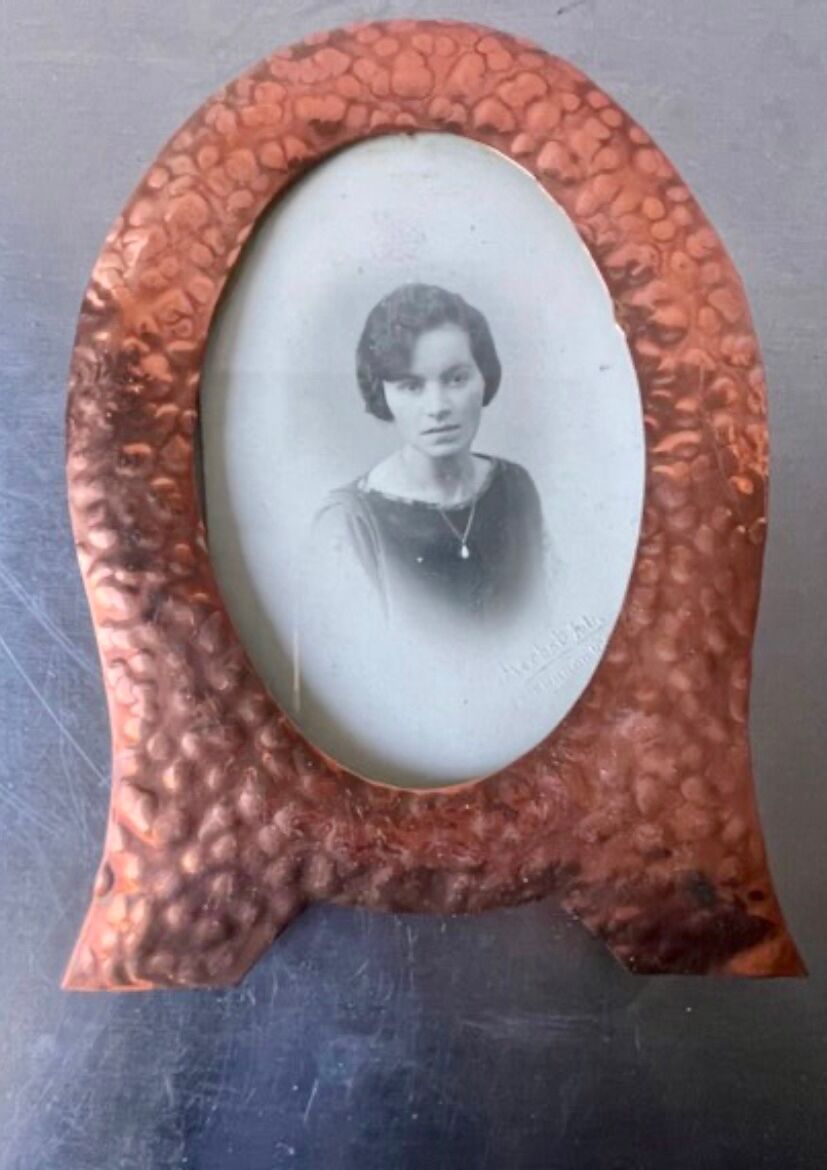 Pair of art nouveau copper metal photo frames