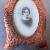 Pair of art nouveau copper metal photo frames