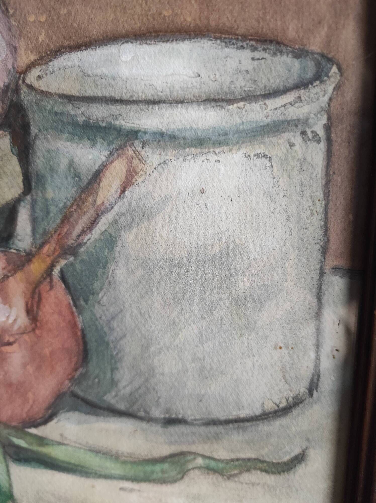 Vintage French still life in watercolour, signed Asquiedge