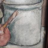 Vintage French still life in watercolour, signed Asquiedge