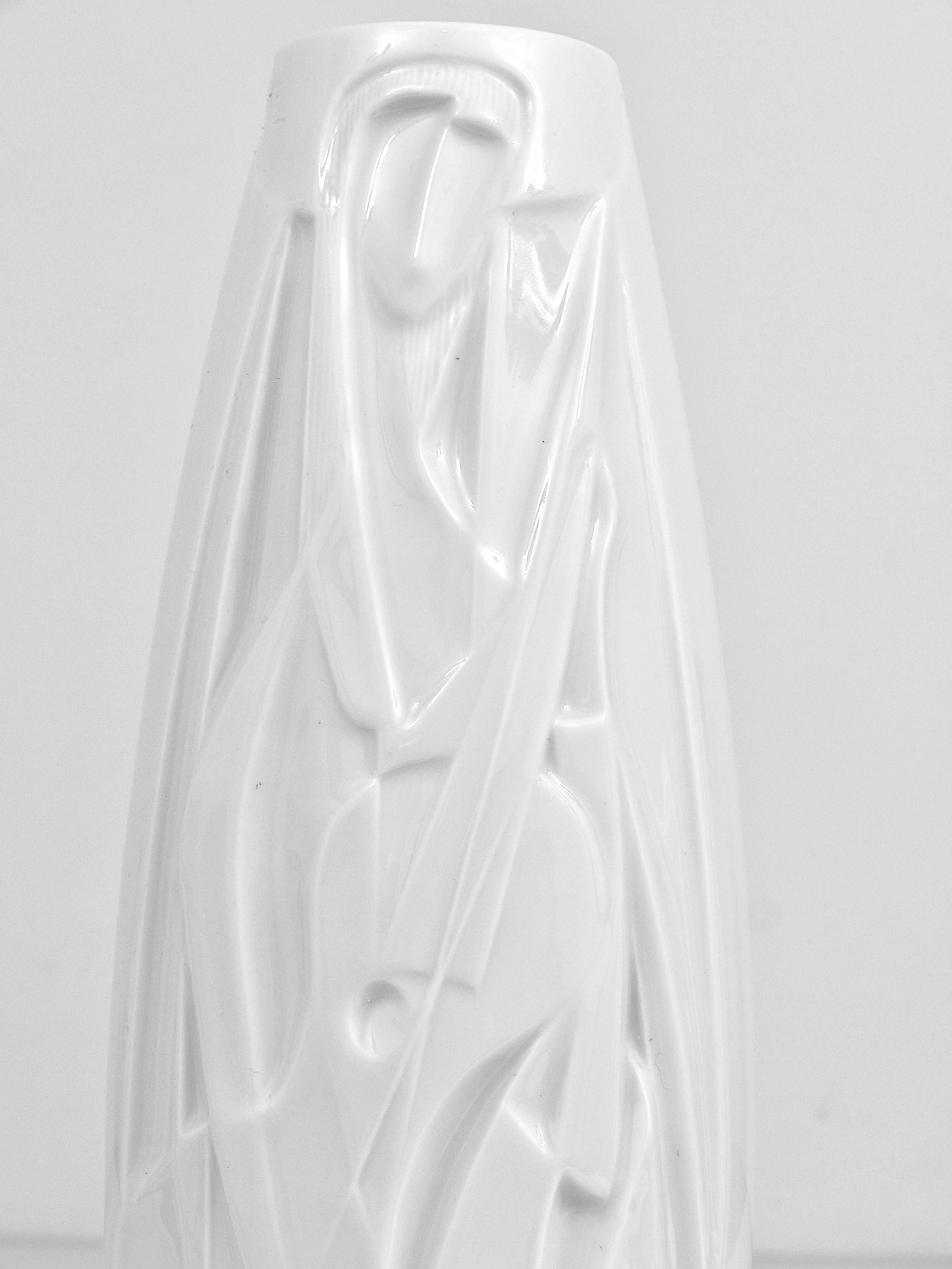 Cuno Fischer Rosenthal Studio-Ligne Vase en Porcelaine Blanc Relief Op Art, années 1960