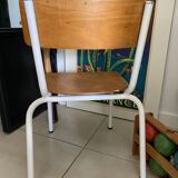 Ancienne chaise écolier enfant bois et métal