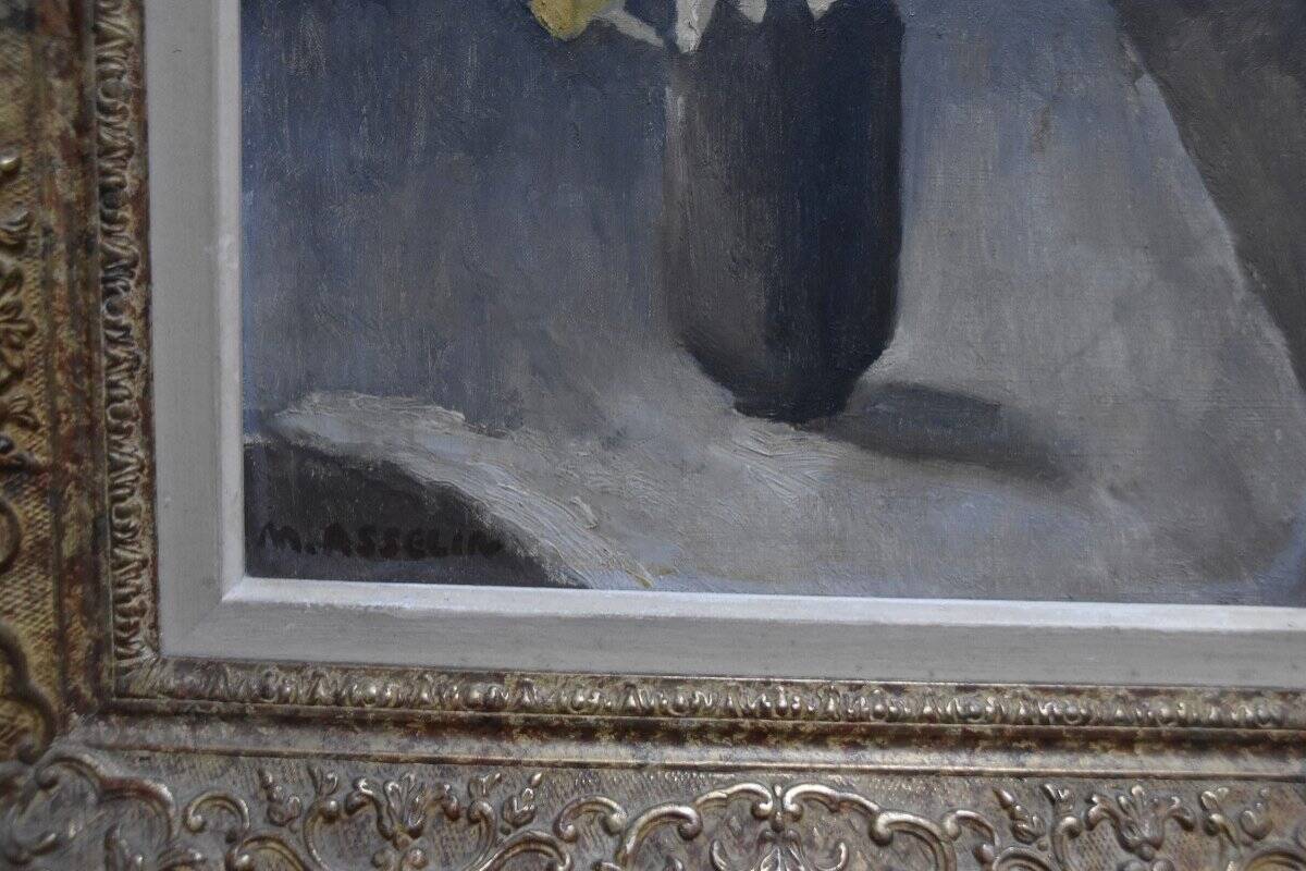 Anemones and Daffodils, Oil on Canvas Signed
