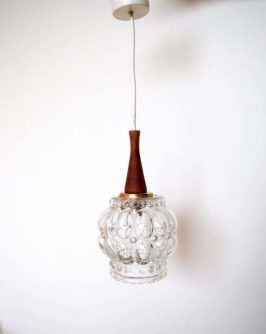 Suspension en verre et bois