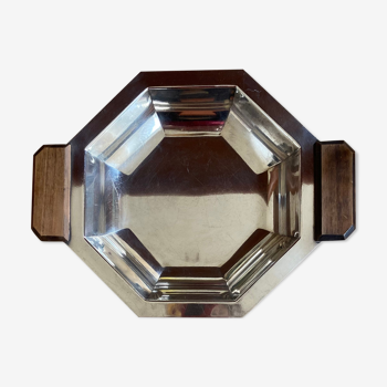 Art Deco silver metal and rosewood top