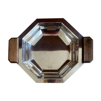 Art Deco silver metal and rosewood top