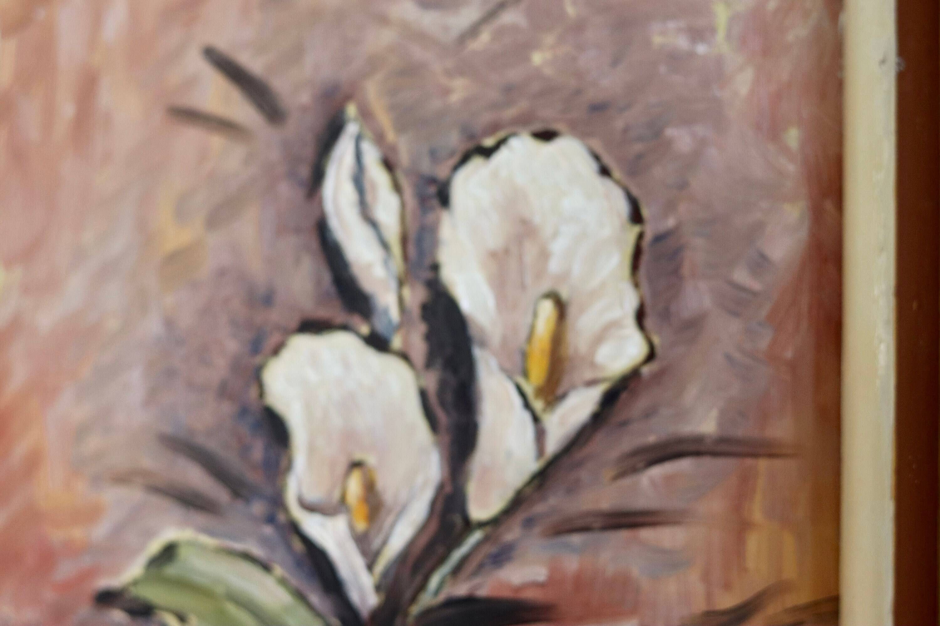 "Oil on Norwegian canvas from the mid-century 'Peace Plant' by Arvid Nilsson (1913-1976) - framed"