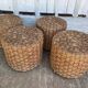 4 tabourets en bois et corde 1960