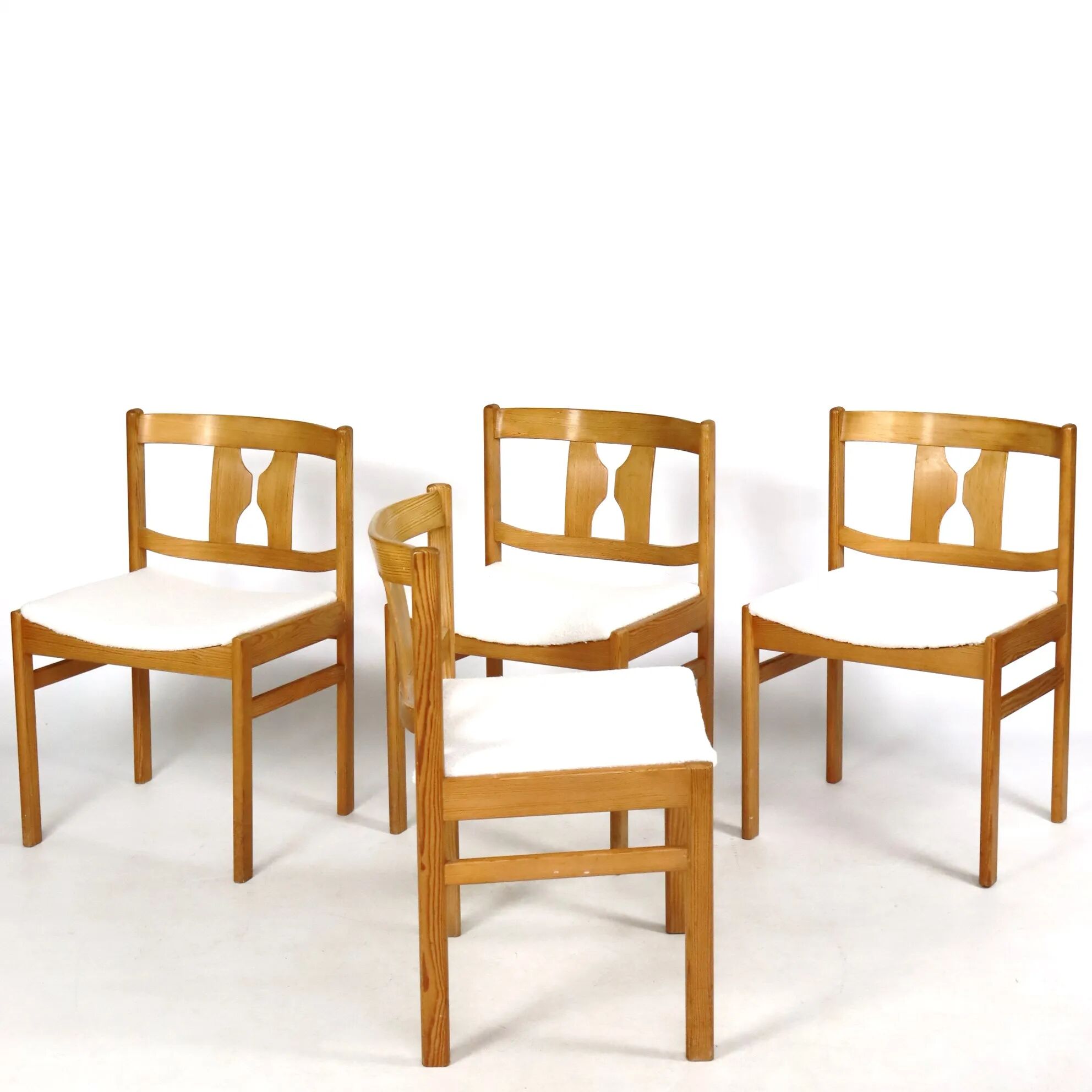 Set of four pine chairs from the 1960s.