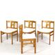 Set of four pine chairs from the 1960s.