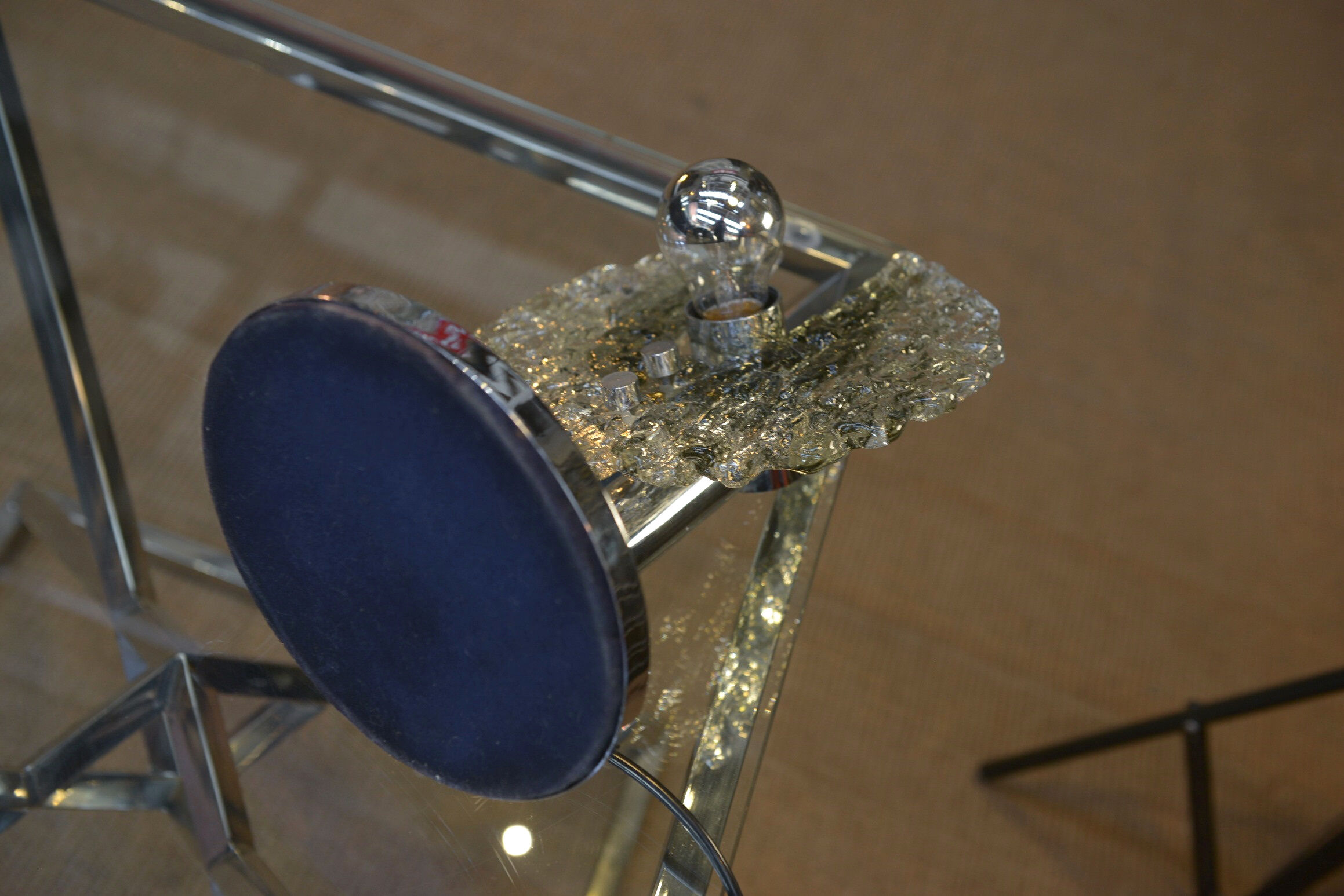 Lamp design chrome metal and glass 1970