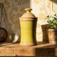 Decorative pot vintage two-tone glazed stoneware spice box handmade signed