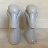Pair of white bird, geese and duck bookends