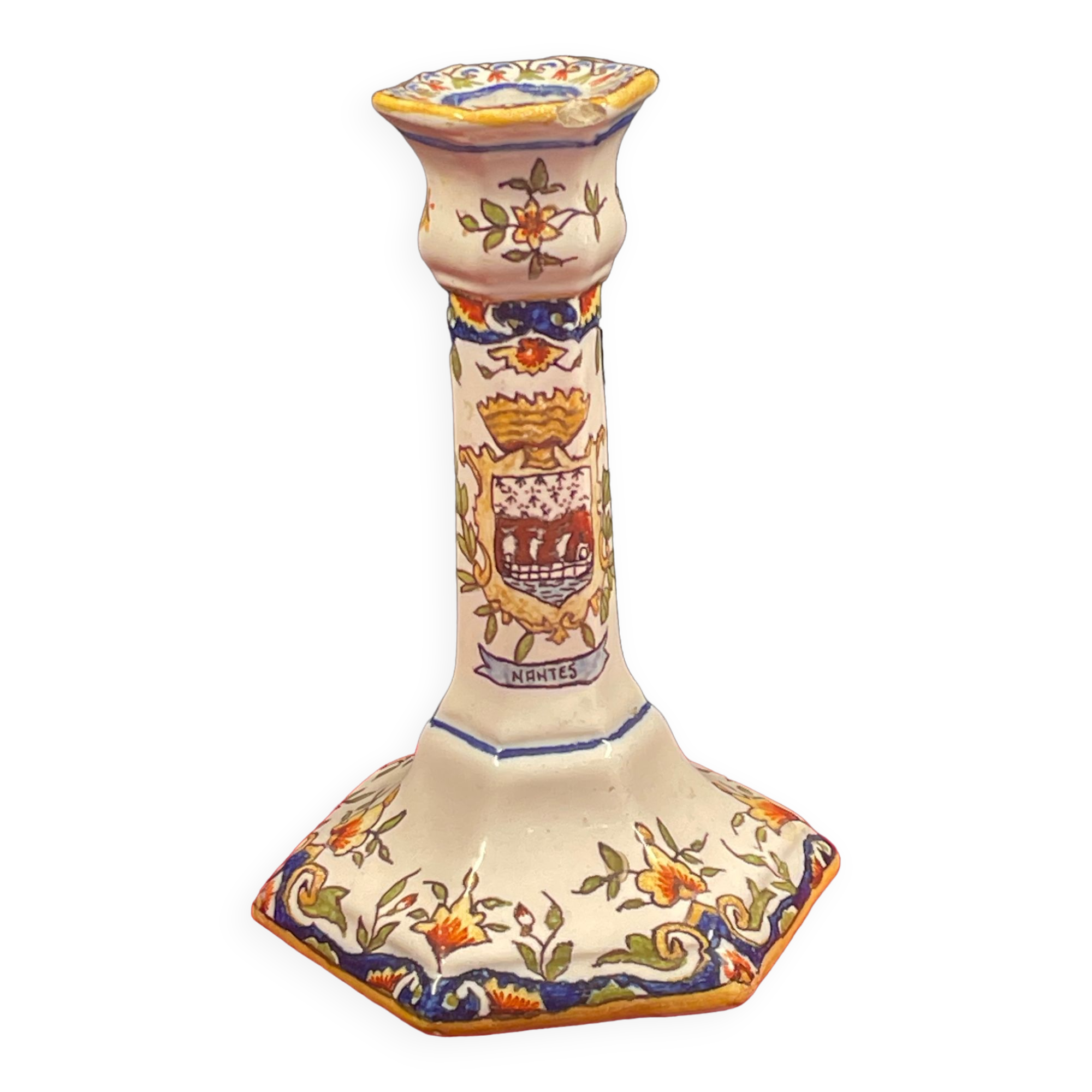 Candle holder in earthenware of Desvres