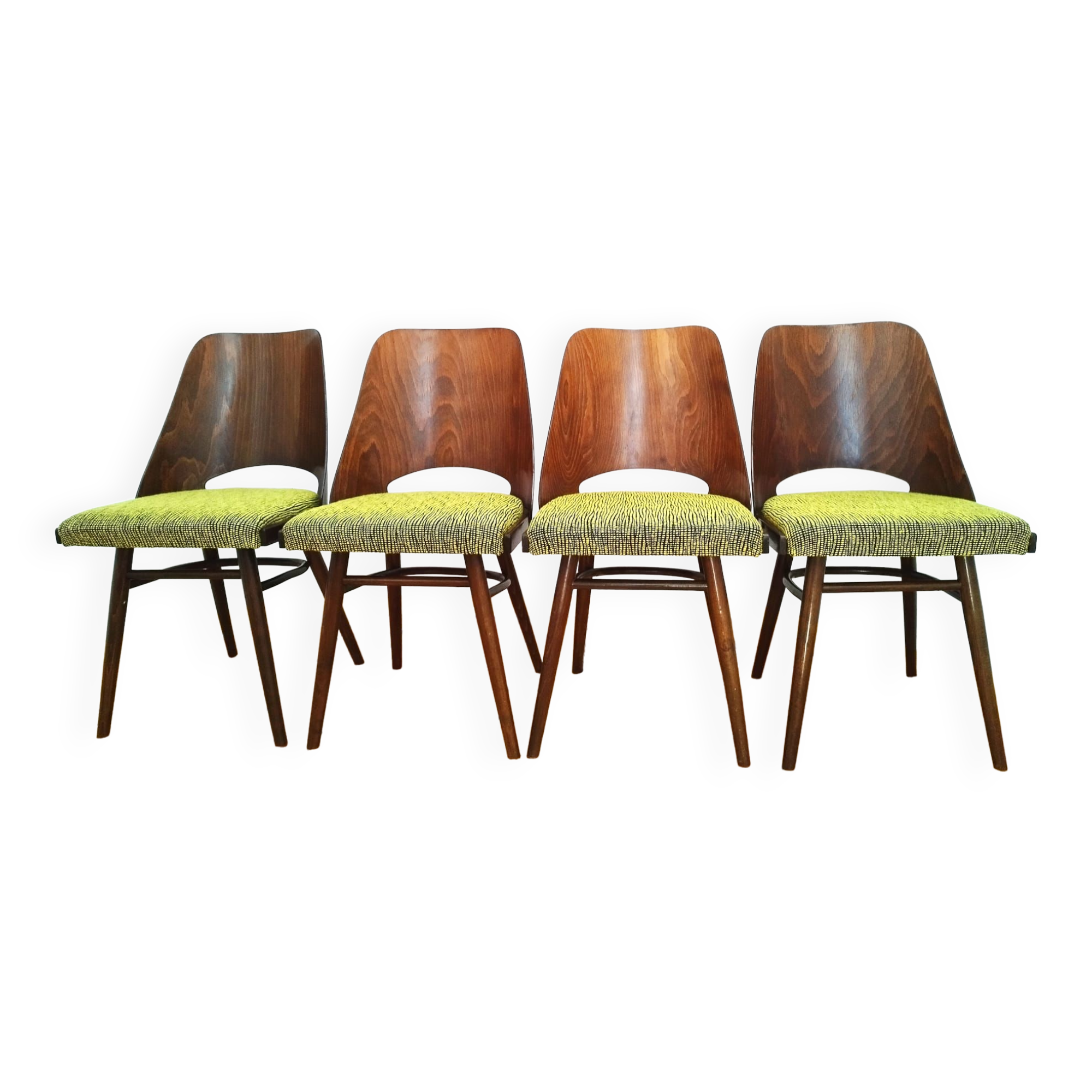 Ensemble de quatre chaises O. Haerdtl, Ton, Holesov, Tchécoslovaquie, les années 60