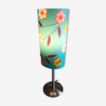 Lampe turquoise fleurie