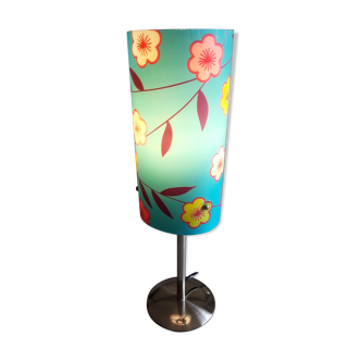 Lampe turquoise fleurie