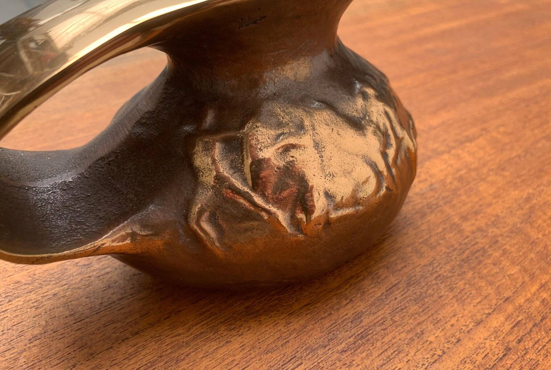Brutalist Vintage German Bronze Decorative Carafe by Gilde
