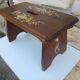 Wooden bench step foot with painted decoration
