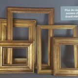 Old Art-Deco oval wood -stucco frame, 56x41 cm, 50x35 cm SB leaf