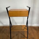 Vintage side table year 50 wood and metal dlg jacques hitier